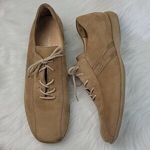 HARTJES Women's Tan Camel Nubuck Lace Up Sneaker Comfort Casual Preppy Shoes 8.5